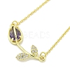 Brass Micro Pave Clear Cubic Zirconia Pendant Necklaces NJEW-Z032-01B-2
