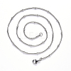 Non-Tarnish 304 Stainless Steel Round Snake Chain Necklace NJEW-S420-009A-P-3
