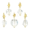 5Pcs Glass & Acrylic & Brass Pendants PALLOY-JF03069-1