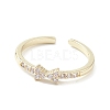 Clear Cubic Zirconia Bowknot Open Cuff Ring RJEW-C056-06G-2