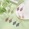 Natural Mixed Gemstone Beaded Rhombus Dangle Earrings EJEW-JE05264-2