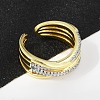 Brass Micro Pave Cubic Zirconia Open Cuff Ring for Women RJEW-F177-03GP-10-4