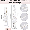 6Pcs Rack Plating Brass Micro Pave Clear Cubic Zirconia Fold Over Clasps KK-BBC0014-96-2