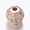 Brass Micro Pave Cubic Zirconia Beads ZIRC-E134-6mm-04-2