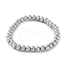 316 Surgical Stainless Steel Round Beaded Stretch Bracelets BJEW-M305-01D-P-1