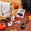 CRASPIRE 12Pcs 2 Colors Halloween Theme Cute Cartoon PVC Ghost Pendant Keychain with Bell Charm KEYC-CP0001-15-4