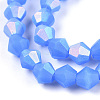 Imitation Jade Bicone Frosted Glass Bead Strands X-EGLA-A039-J6mm-MB04-2