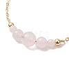 Round Natural Rose Quartz Beaded Bracelats BJEW-JB12806-01-3