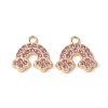 Alloy Pink Rhinestone Pendants PALLOY-E775-15G-1