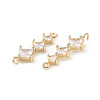 Brass Pave Clear Cubic Zirconia Connector Charms KK-G462-13KCG-2