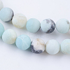 Frosted Natural Flower Amazonite Round Bead Strands X-G-E334-10mm-09-3