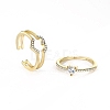 2Pcs 2 Styles Brass Micro Pave Cubic Zirconia Rings PW-WG4EDBE-02-2