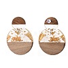 Transparent Resin & Walnut Wood Dangle Stud Earrings EJEW-JE04281-01-2