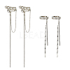 4Pcs 3 Style Plastic Imitation Pearl Cuff Earrings with Crystal Rhinestone EJEW-FI0001-30-1