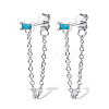 Anti-Tarnish Rhodium Plated Platinum 925 Sterling Silver Chains Front Back Stud Earrings PA4661-7-1