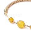 Natural Mixed Gemstone Round Beaded Slider Bracelets BJEW-JB11054-4