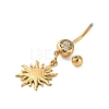 304 Stainless Steel Crystal Rhinestone Carved Barbell Dangle Belly Rings STAS-C147-18A-G-3
