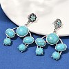 Alloy Synthetic Turquoise Dangle Stud Earrings EJEW-U053-07AS-3