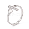 201 Stainless Steel Hollow Out Cross Adjustable Ring for Women RJEW-K238-06P-3