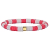 Polymer Clay Heishi Surfer Stretch Bracelet with 304 Stainless Steel Beaded BJEW-SW00109-04-1