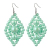 Woven Opaque Acrylic Dangle Earrings EJEW-JE05755-1