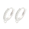 Brass Micro Pave Clear Cubic Zirconia Hoop Earring Findings KK-H532-14B-S-1
