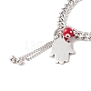 Round Lampwork & Hamsa Hand with Evil Eye Charm Bracelet with 304 Stainless Steel Chain for Women STAS-P304-17P-3