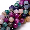 Dyed Natural Agate Faceted Round Beads Strands X-G-E320E-10mm-05-1