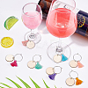BENECREAT 24Pcs 8 Colors Flat Round Wood & Tassel Dangle Wine Glass Charms AJEW-BC0003-13-5