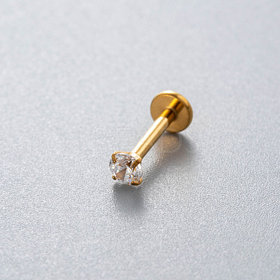 G23 Titanium Alloy Cubic Zirconia 17 Gauge Flat Round Threadless Labrets WG94BD7-26-1