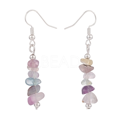 Natural Fluorite Chips Beaded Jewelry Set SJEW-JS01232-02-1