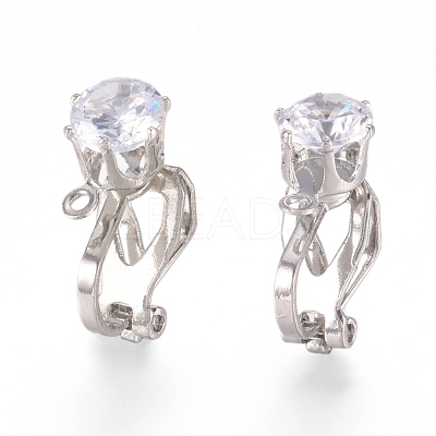 Brass Clip-on Earring Findings KK-L198-011P-1