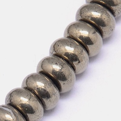 Natural Pyrite Beads Strands G-L032-10X6mm-01-1