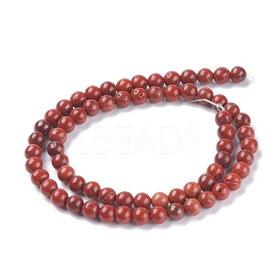 Natural Red Jasper Beads Strands G-E375-6mm-03-1