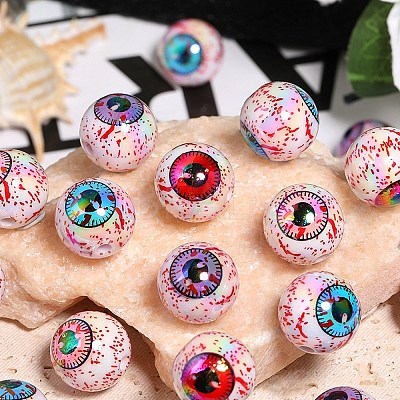 UV Plating Iridescence Acrylic Beads MACR-WH0010-24E-1-1