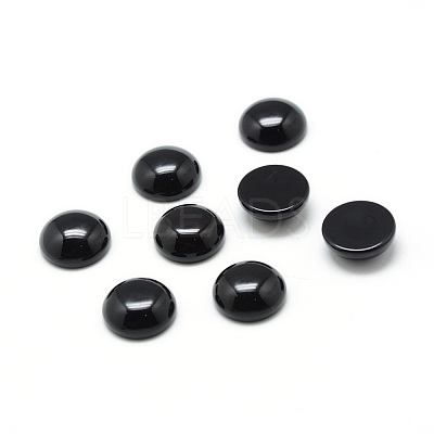 Dyed & Heated Natural  Black Agate Gemstone Cabochons G-T020-16mm-11-1