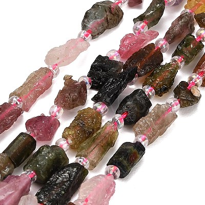 Raw Rough Natural Multicolor Tourmaline Beads Strands GG-CBAA9B4-F01-1