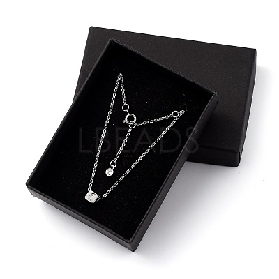 Cube Micro Pave Cubic Zirconia Pendant Necklaces & Bracelets Sets SJEW-JS01116-01-1