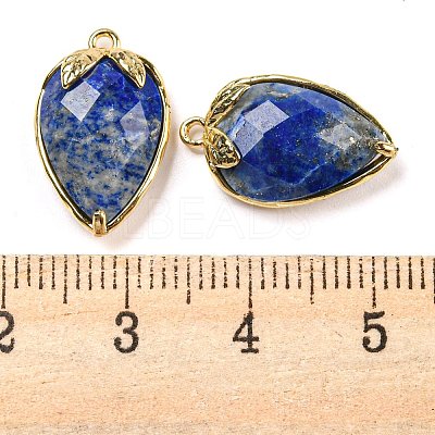 Natural Lapis Lazuli Faceted Pendants G-M431-06G-04-1