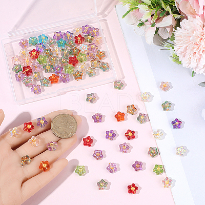 100Pcs Electroplate and Golden Metal Enlaced Glass Beads EGLA-PA0001-36-1
