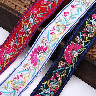 6.8M Ethnic Style Polyester Jacquard Bird Ribbon PW-WG43457-03-1
