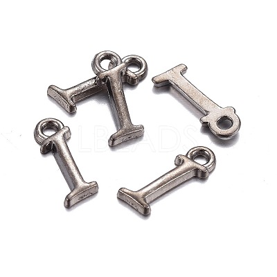Gunmetal Plated Alloy Letter Pendants PALLOY-P097-03-I-1