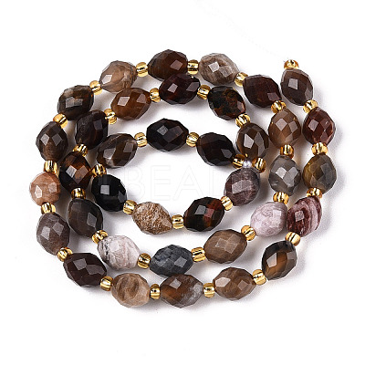 Natural Petrified Wood Beads Strands G-N342-35-8x6-07-1