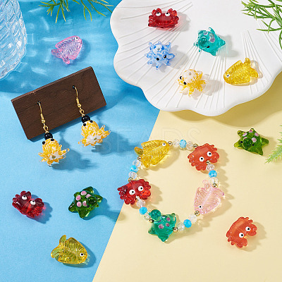 16Pcs 8 Styles Marine Theme Glass Enamel Beads LAMP-TA0002-31-1