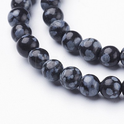 Natural Snowflake Obsidian Beads Strands X-GSR4mmC009-1