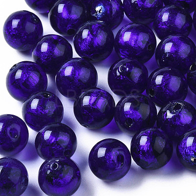 Handmade Silver Foil Glass Beads X-FOIL-R054-10mm-11-1