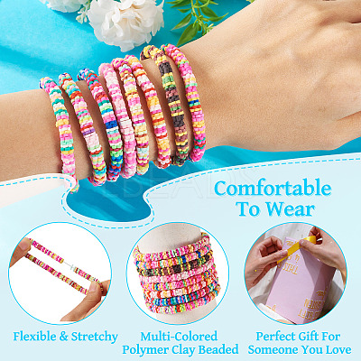 8Pcs Handmade Polymer Clay Heishi Beads Beaded Bracelet Sets BJEW-TAC0030-1