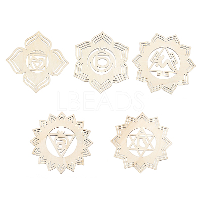1 Set DIY Unfinished Bohemian Meditation Energy Symbol Wood Pendant Decoration Kits DIY-CA0005-60-1