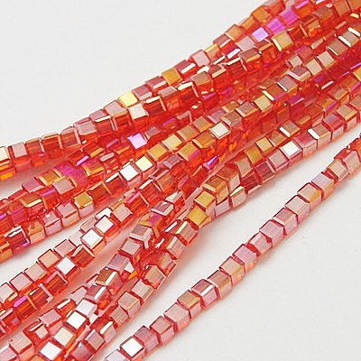 Electroplate Glass Beads Strands EGLA-D018-4x4mm-27-1
