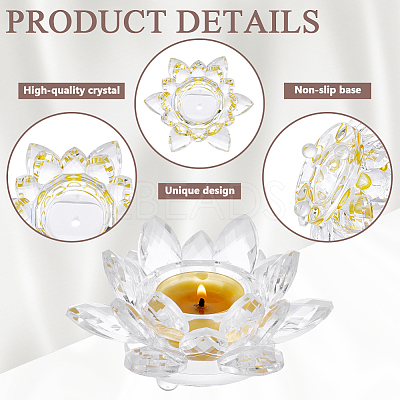 Lotus Shape Glass Candle Holder DJEW-WH0039-176B-1